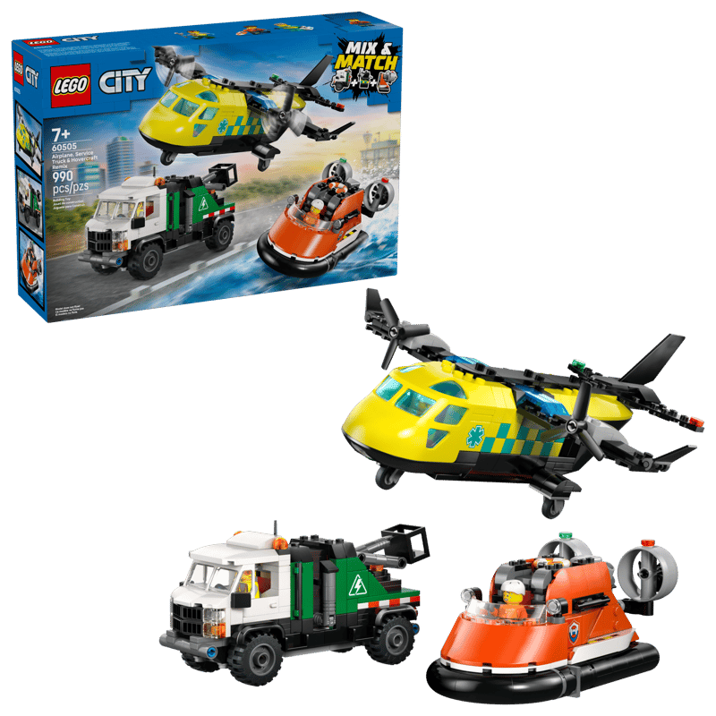 LEGO City 60505 Remix: Letadlo, servisní vůz a vznášedlo