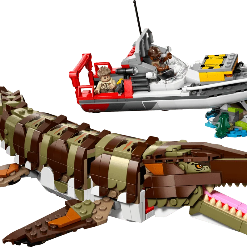 LEGO Jurassic World 76974 Mise na lodi s mosasaurem z kostek — obrázek 1