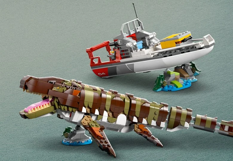 LEGO Jurassic World 76974 Mise na lodi s mosasaurem z kostek — obrázek 11