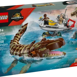LEGO Jurassic World 76974 Mise na lodi s mosasaurem z kostek — obrázek 2
